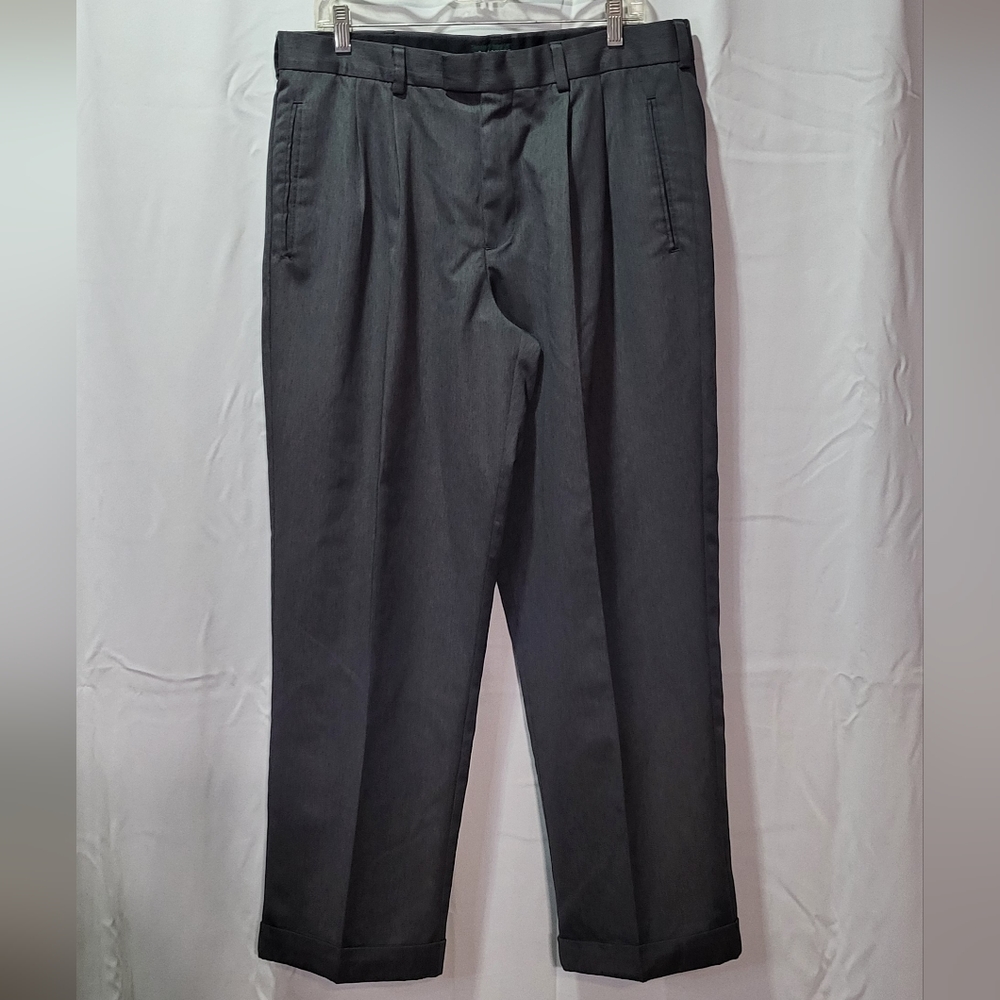 Dockers Premium Men's Gray Pleated Cuffed Dress Pants Size 36X29 - Picture 3 of 12